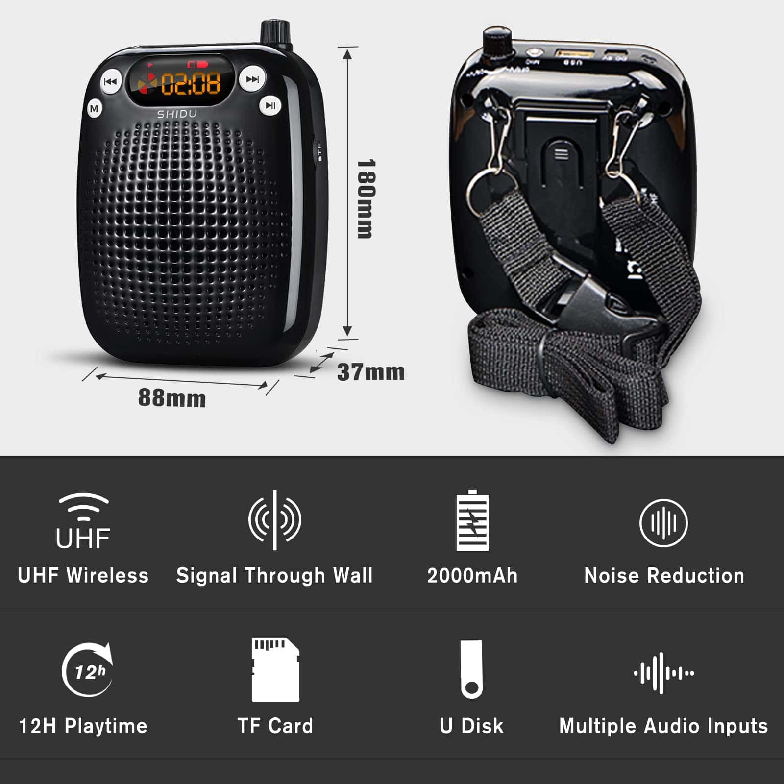 Amplificador de Voz, SHIDU Amplificador de Voz Inalámbrico - Imagen 5