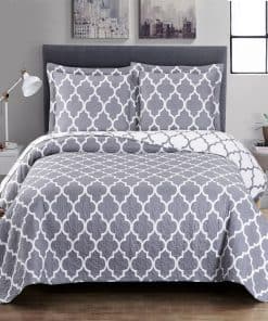 Juego de Cubrecama Royal Hotel en Gris y Blanco Meridian