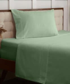 Juego de sábanas de franela de algodón -Salvia