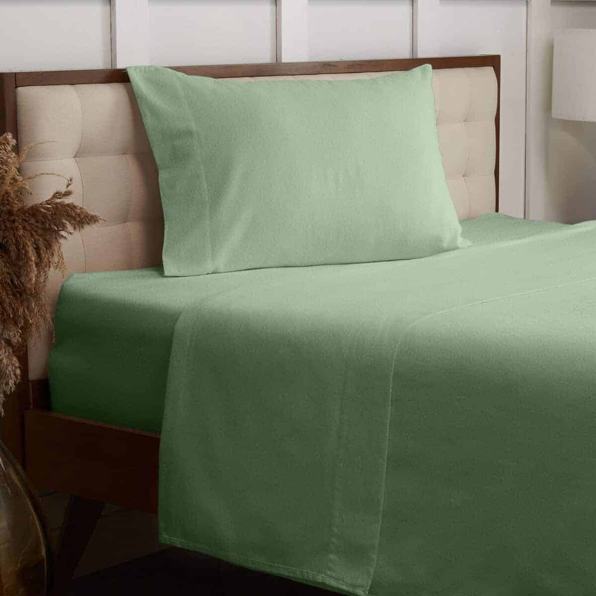 Juego de sábanas de franela de algodón -Salvia