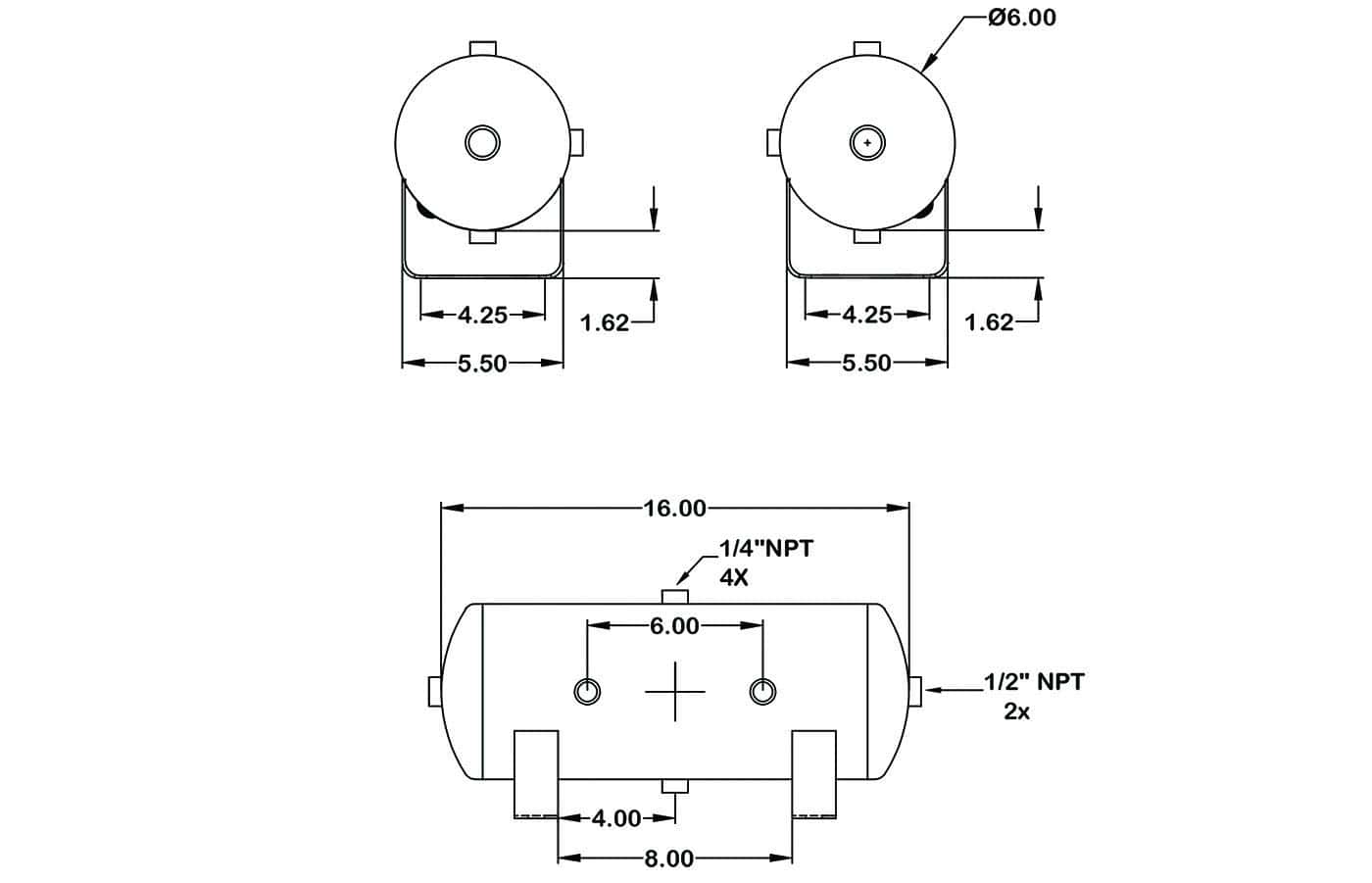 Tanque de aire de 2 galones 6 puertos hechos en USA por - Imagen 5