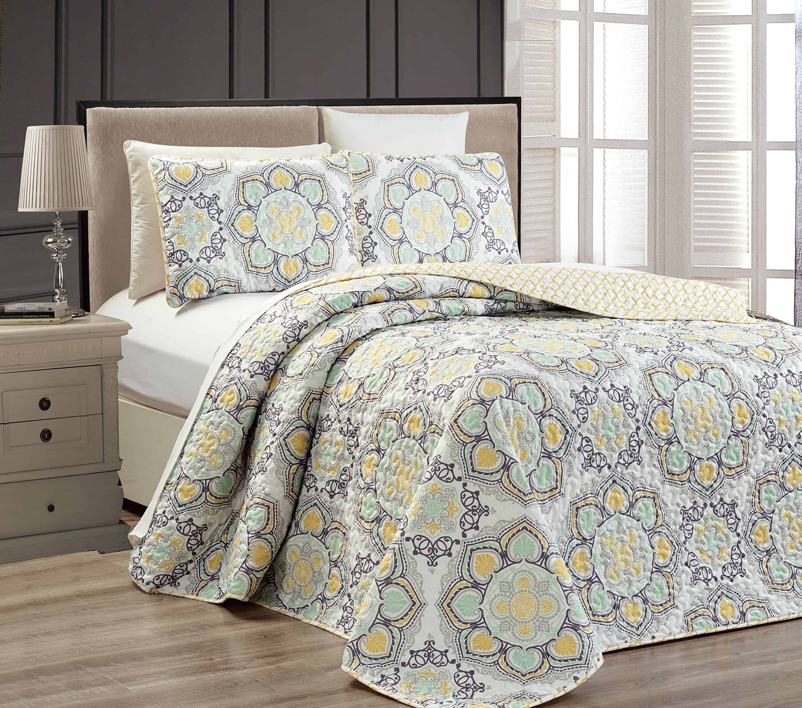 Colcha de Cama Fancy Collection 3 Pc Tamaño Extra Nuevo