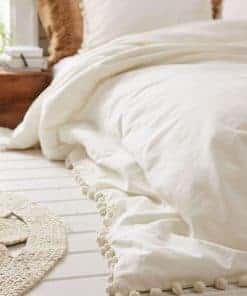 Fundas de Edredón con Borlas Blancas Flber Tamaño King