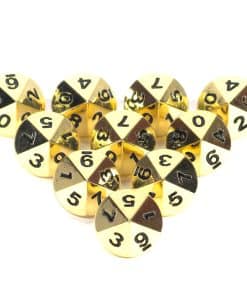 Set de 10 dados poliédricos de metal sólido dorado de 10