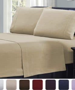 Juego de Sábanas de Franela de Algodón -Beige
