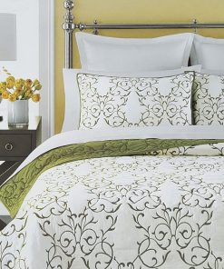 Juego de Colcha Reversible Queen 3 Piezas Patrón de Bordado