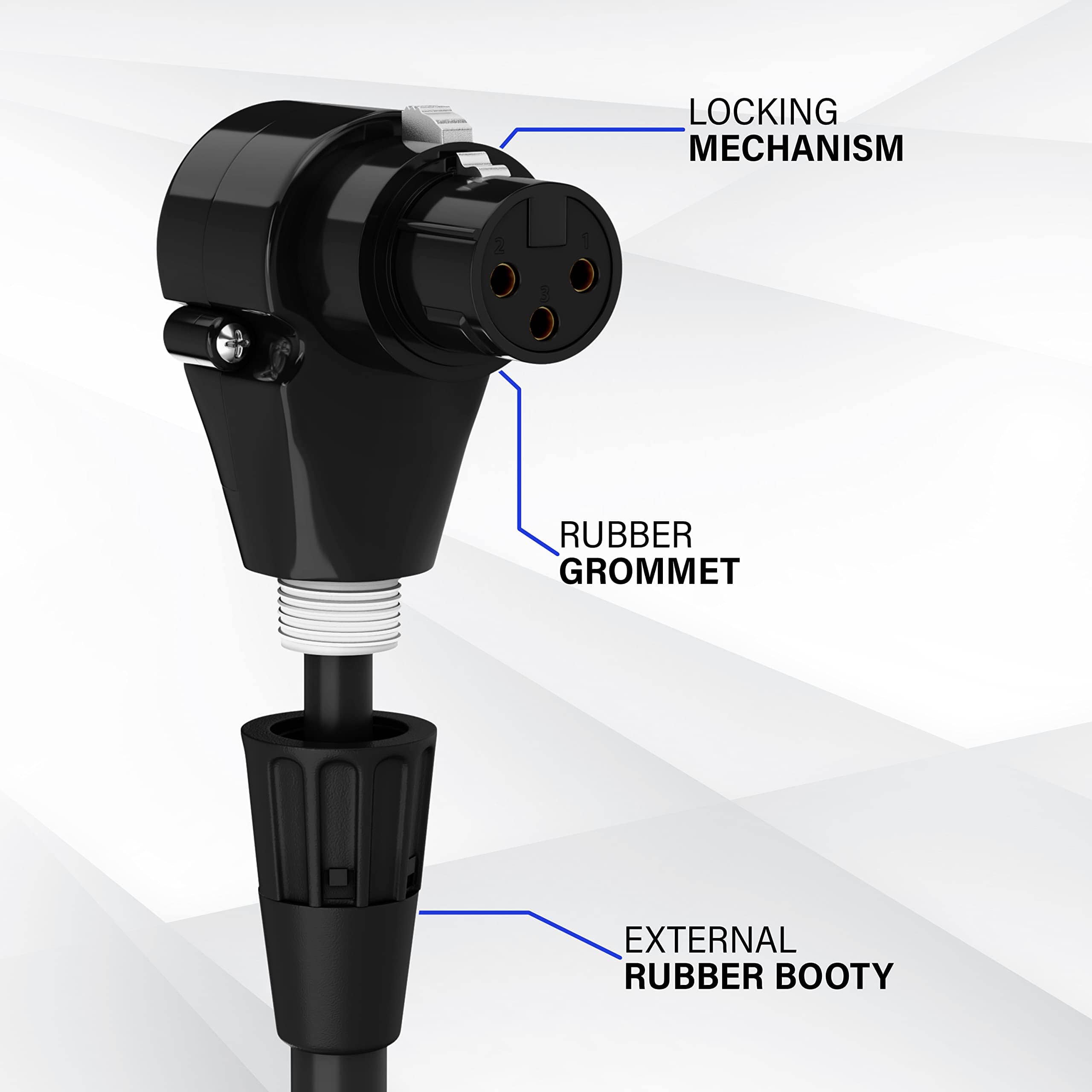Cable XLR de 3 Pin de 3 Metros con Conector en Ángulo Recto - Imagen 3