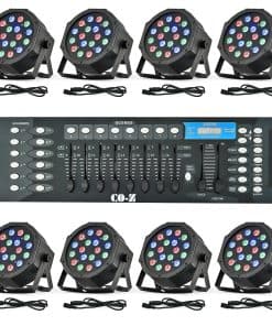 Luces de Escenario LED CO-Z DMX, 8 pcs 18x3W RGB Par Can