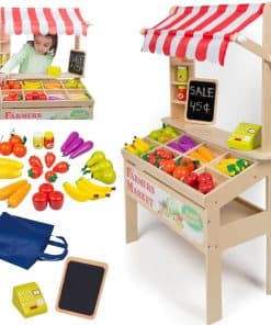 Juguete de puesto de mercado de agricultores de madera -