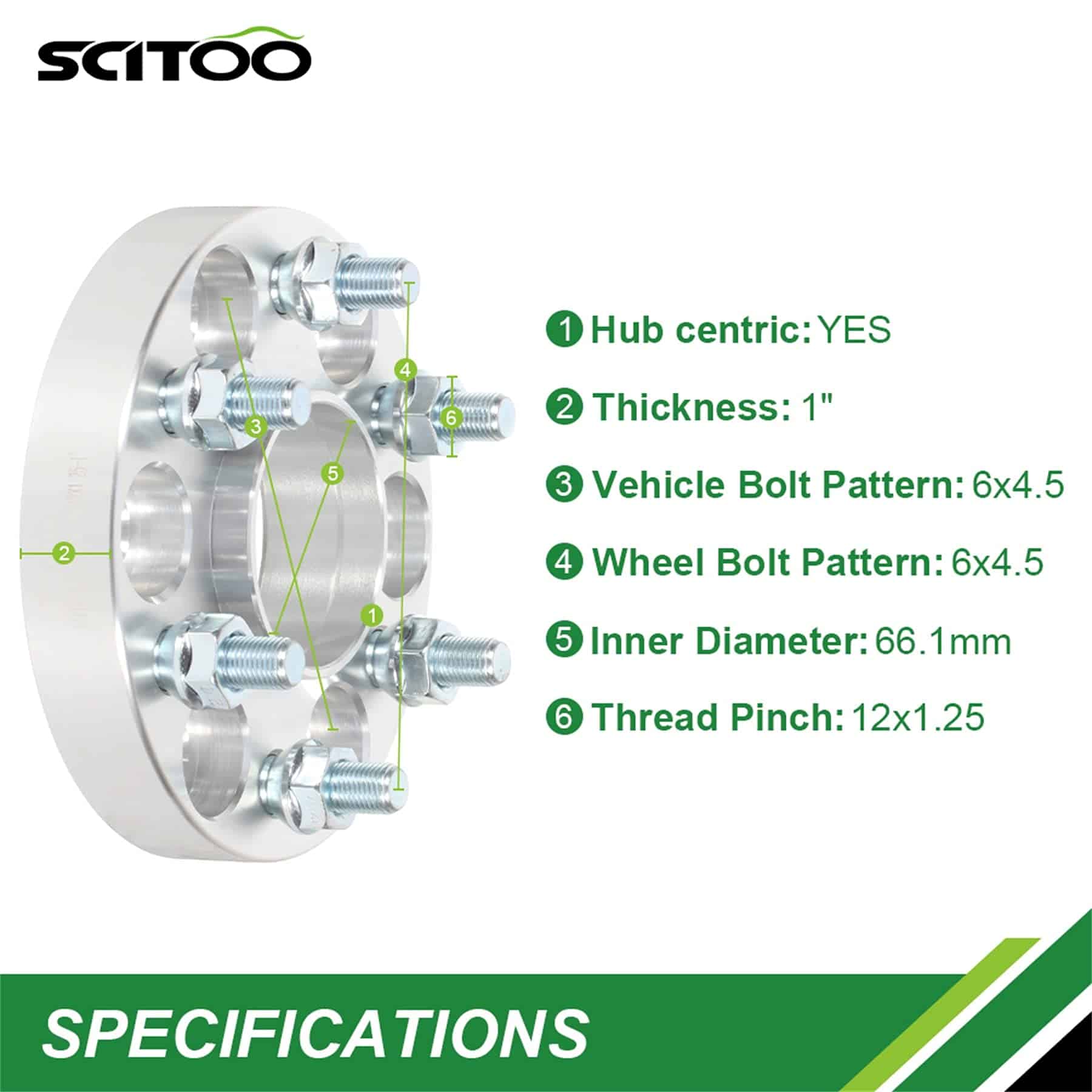 SCITOO 4X Separadores de Rueda Hubcentric de 1 pulgada - Imagen 3