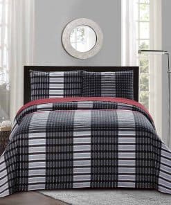 Juego de Colcha/Edredón Reversible Estampado de Cuadros All