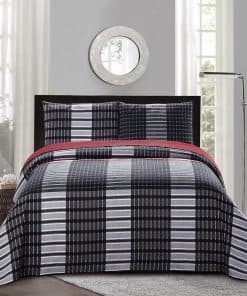 Colcha/Edredón Reversible Estampado a Cuadros de la Nueva