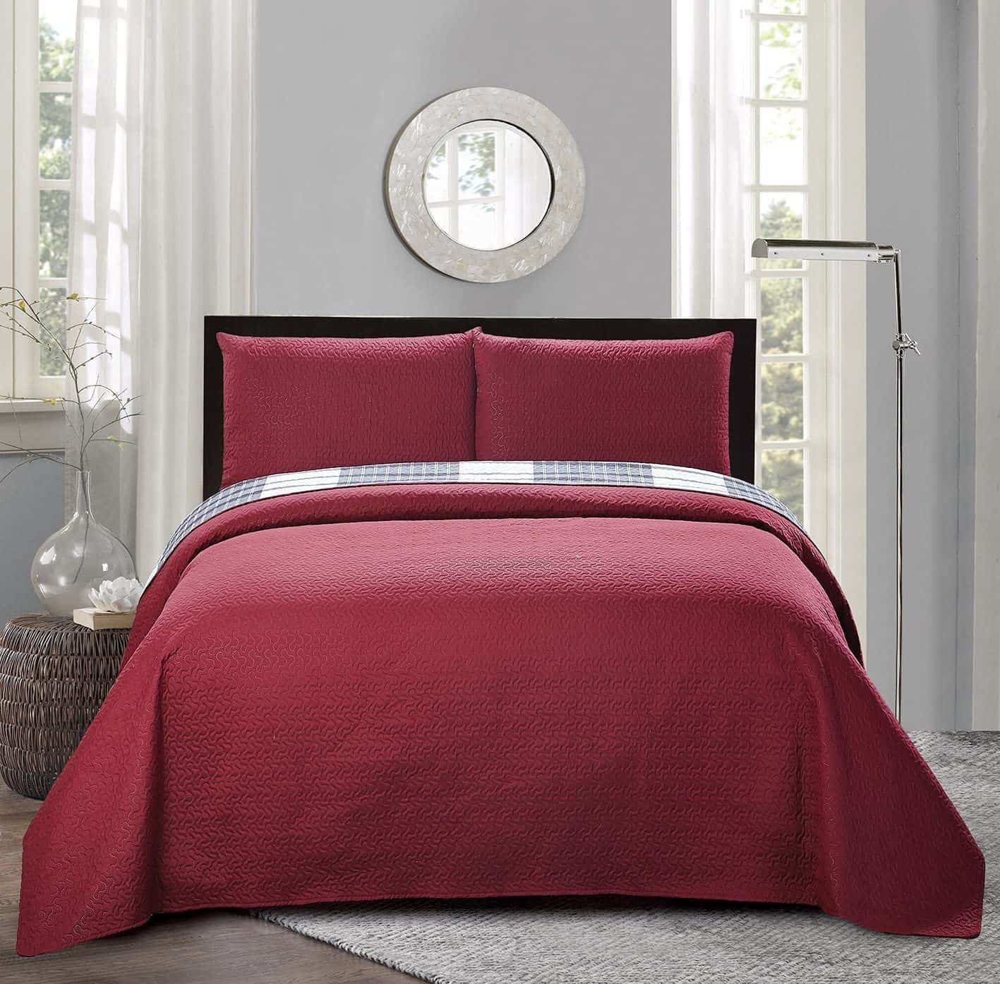 Colcha/Edredón Reversible Estampado a Cuadros de la Nueva - Imagen 3