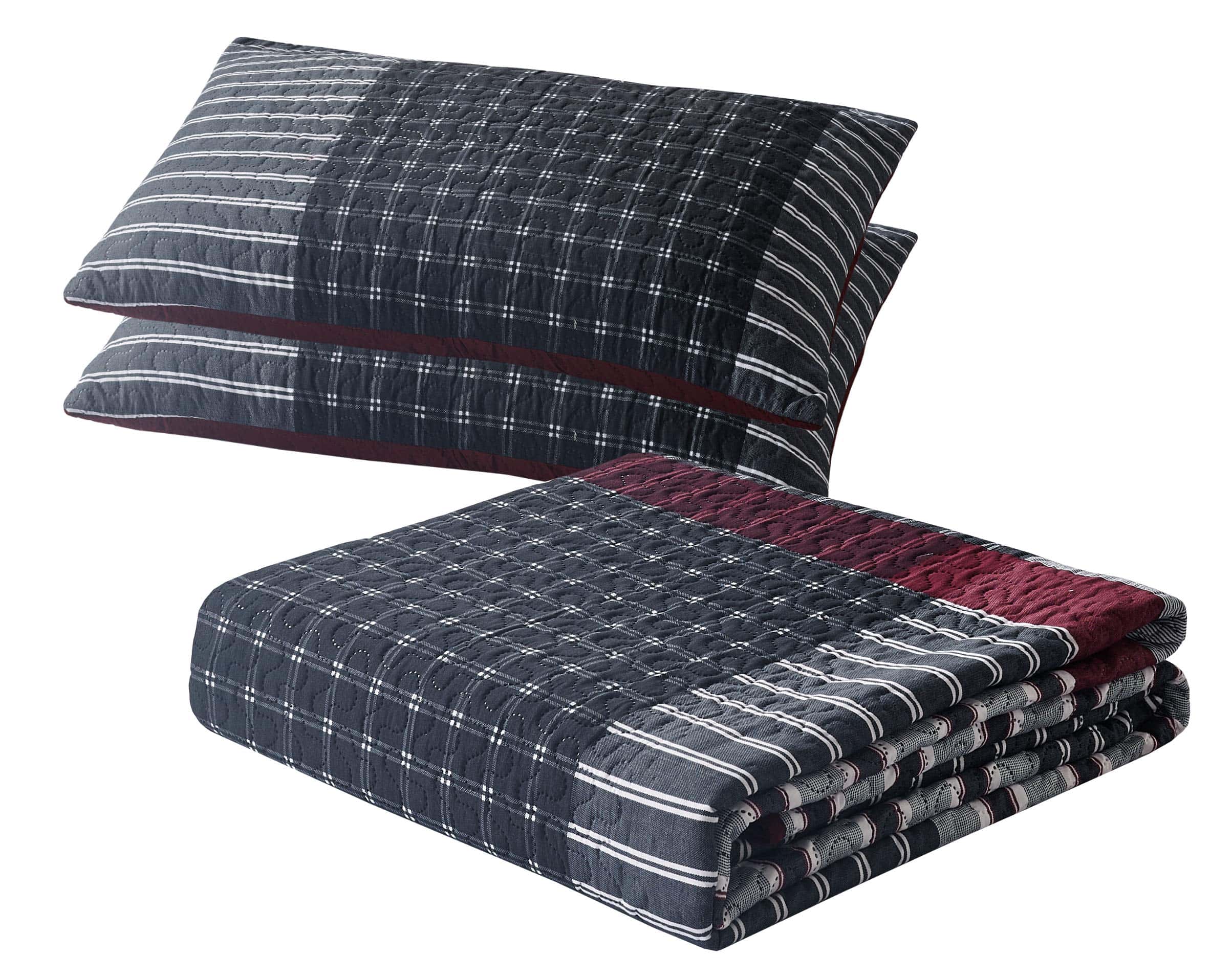 Colcha/Edredón Reversible Estampado a Cuadros de la Nueva - Imagen 4