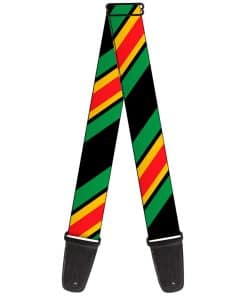 Correa de guitarra a rayas diagonales negras, verdes,