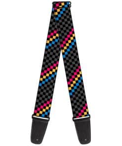 Correa de guitarra Buckle-Down a Cuadros Negro Gris Azul