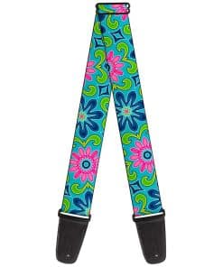 Correa de guitarra Buckle-Down Floral Burst Turquesa Azules
