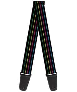 Correa de Guitarra Pinstripes Negra Multi Color 2 Pulgadas