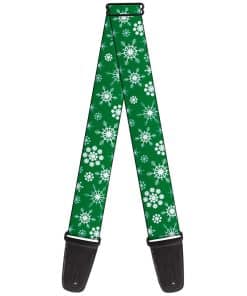 Correa de guitarra Buckle-Down Copos de nieve Verde Blanco
