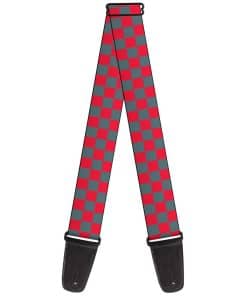 Correa de guitarra Buckle-Down Checker Crimson Red Gray de