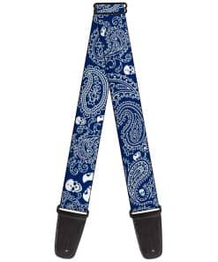 Correa para guitarra Buckle-Down Bandana Skulls Royal White