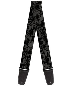 Correa de Guitarra Buckle-Down Calavera Pila Negra Gris 2