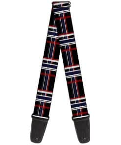 Correa de guitarra a cuadros negro rojo blanco azul de 2