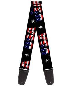 Correa de guitarra Buckle-Down Estrella USA Negra Banderas