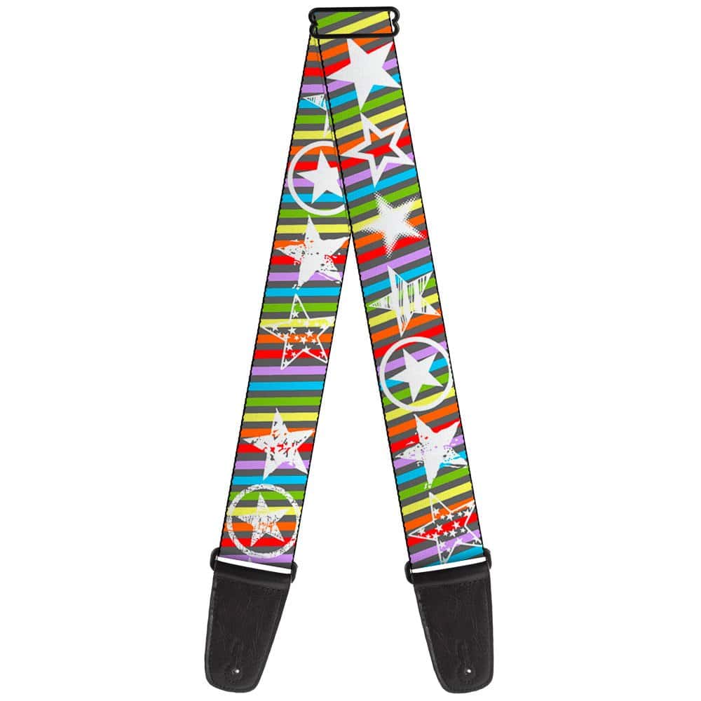 Correa de Guitarra Buckle-Down Estrellas Líneas Gris
