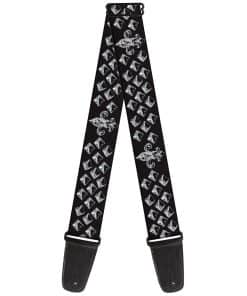 Correa de guitarra con soportes Fleur De Lis negra y gris