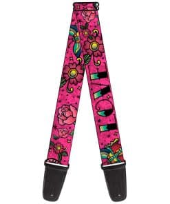 Correa de Guitarra Buckle-Down Love Kills Rosa 2 Pulgadas