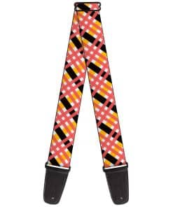 Correa para guitarra a cuadros Buckle-Down blanco, dorado,