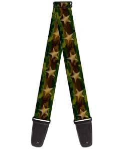 Correa de guitarra Buckle-Down Camuflaje Estrella Oliva Oro