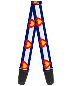 Correa para Guitarra Colorado Heart Azul Blanco Rojo