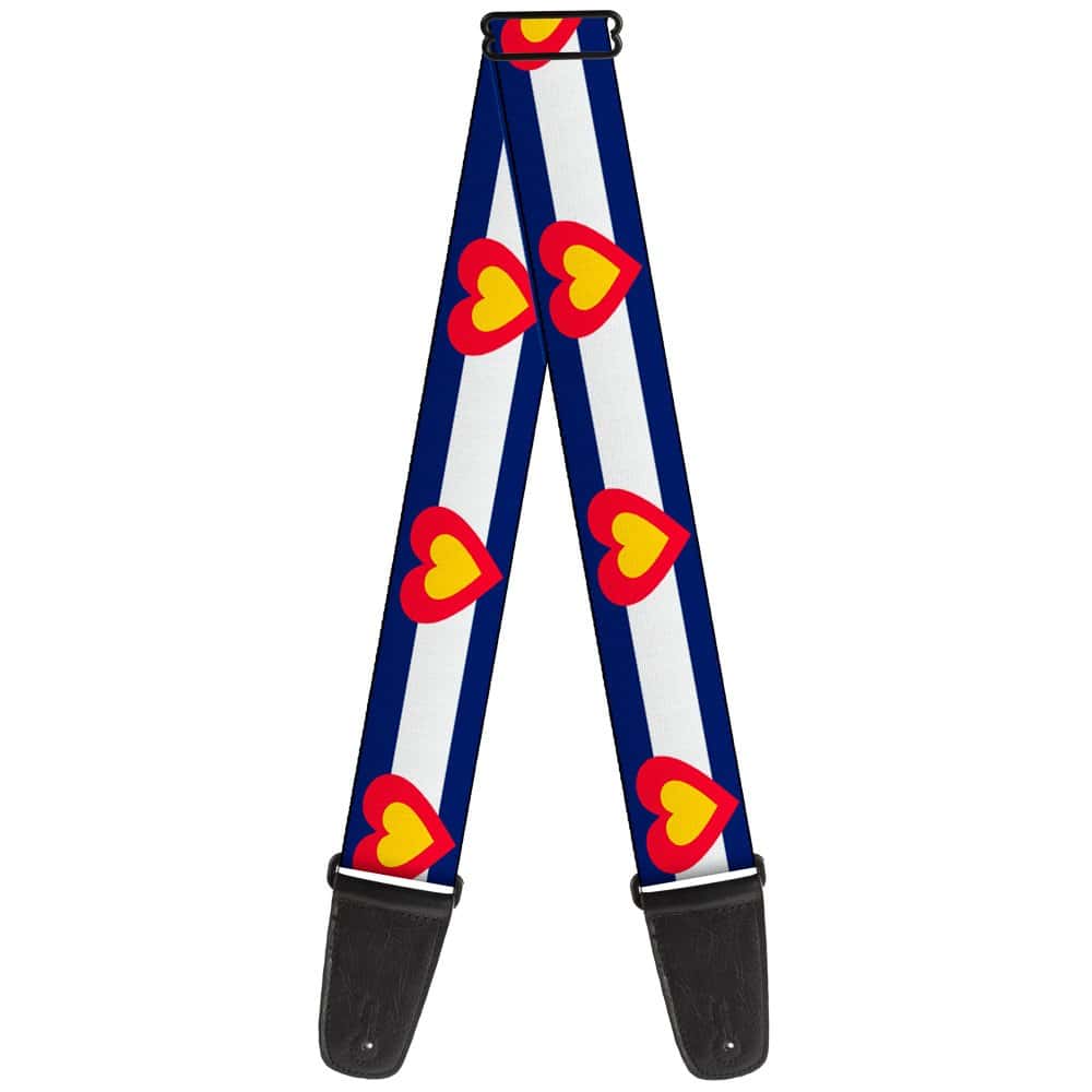 Correa para Guitarra Colorado Heart Azul Blanco Rojo