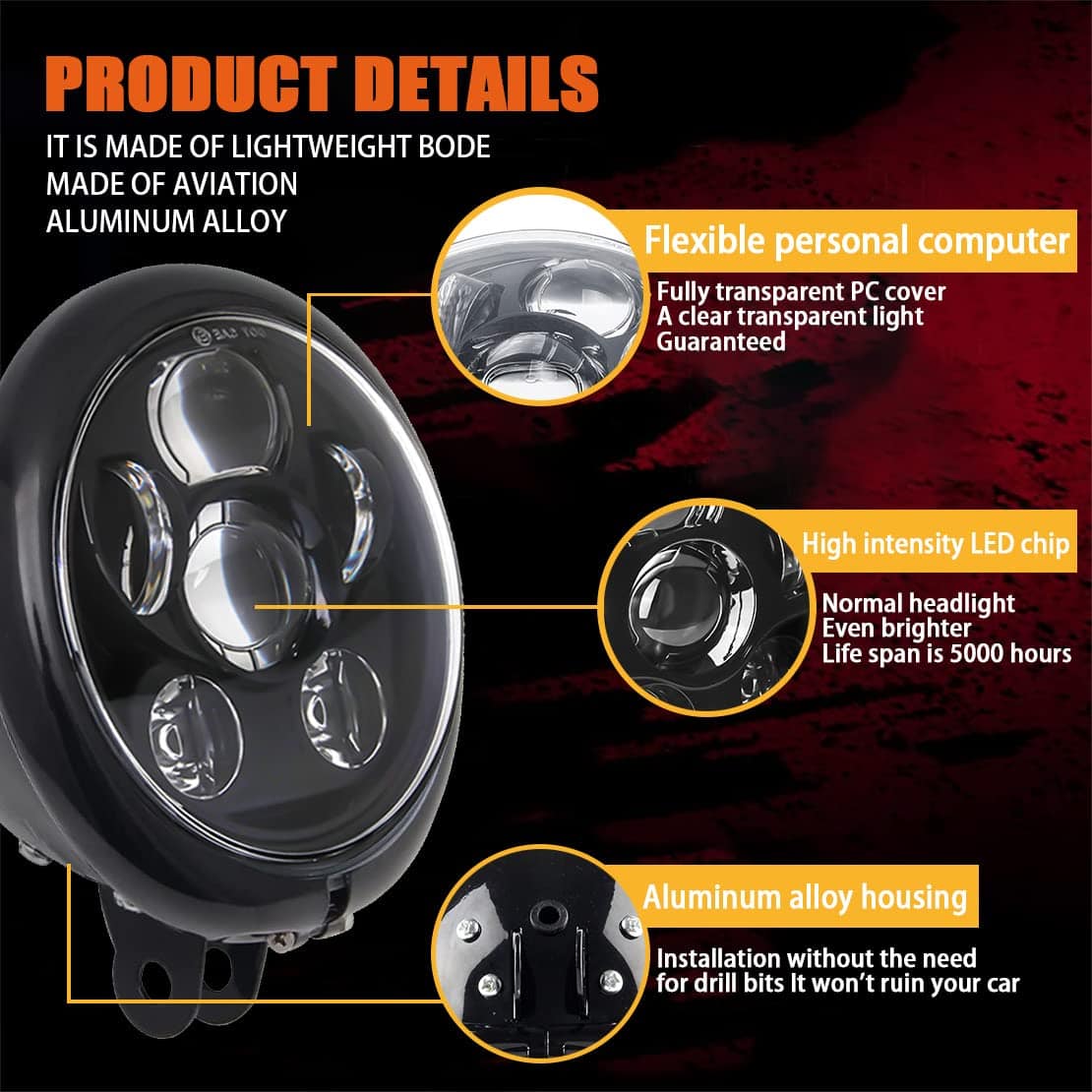 Faro LED de Motocicleta SKTYANTS 5 3/4 5.75" Pulgadas con - Imagen 5