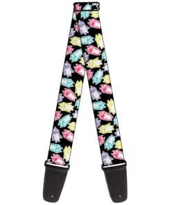 Correa de guitarra Buckle-Down Owl Sketch Negro Blanco