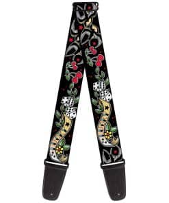 Correa de guitarra Buckle-Down Lucky Black de 2 pulgadas de
