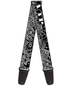 Correa de guitarra Love Love Negra y Blanca 2 pulgadas de