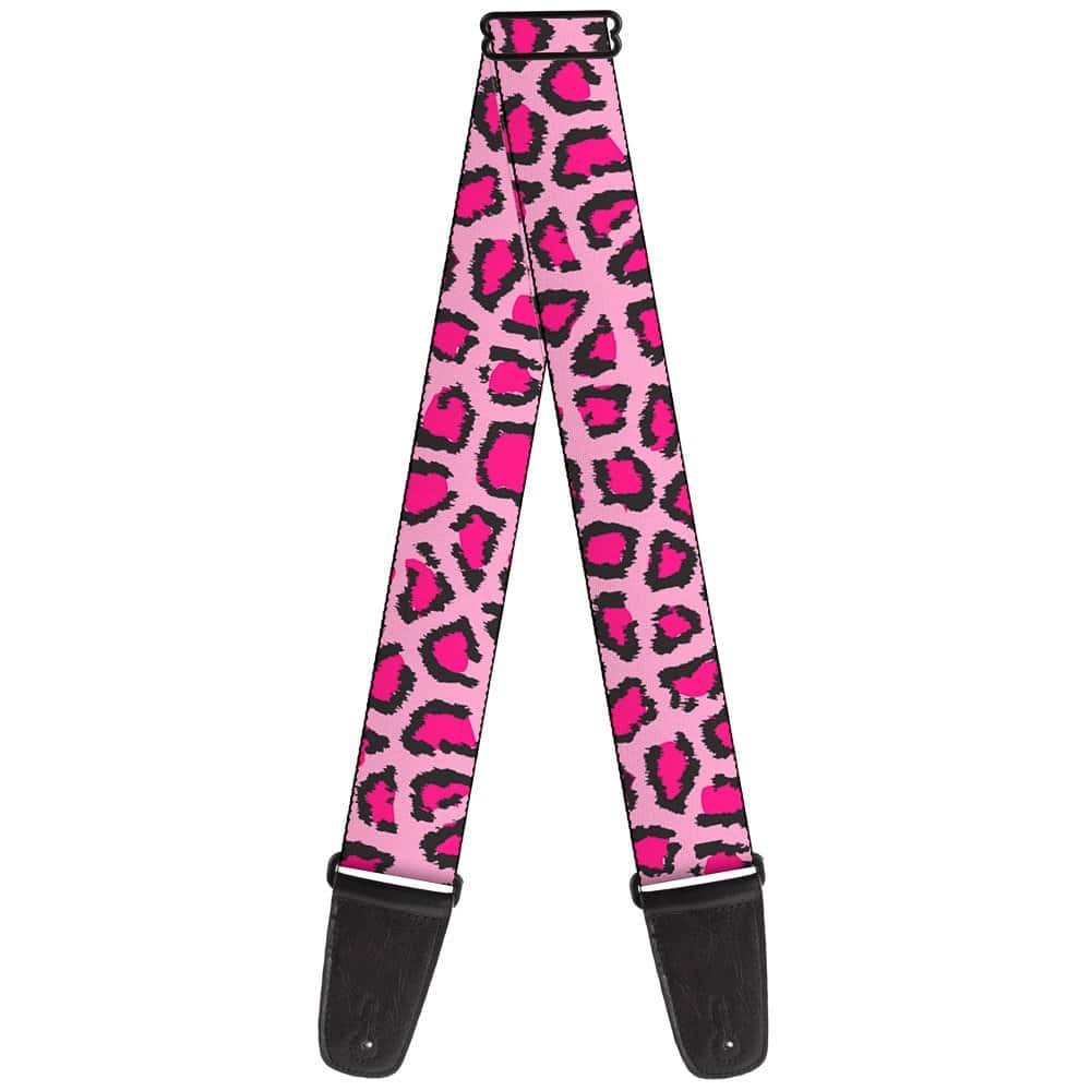 Correa de guitarra Buckle-Down Leopardo Rosa de cerca 2