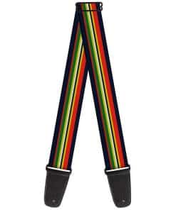 Correa de guitarra a rayas azul marino rojo amarillo negro