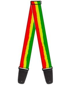 Correa de guitarra Buckle-Down Rasta rayas verde amarillo