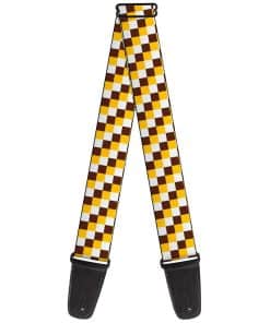 Correa de guitarra Checker Blanco Oro Marrón de 2 pulgadas