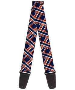 Correa de Guitarra a Cuadros X3 Azul Marino Naranja Blanco