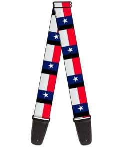 Correa de Guitarra Texas Flag Negra de 2 Pulgadas de Ancho