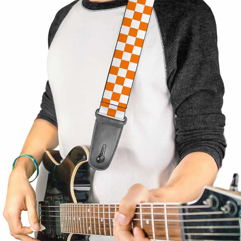 Correa de guitarra Buckle-Down Checker White Tn Orange 2 - Imagen 3