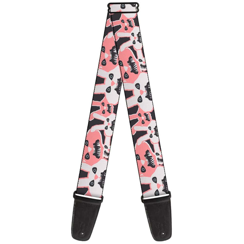 Correa para Guitarra Conejitos Enojados Gris Rosas 2