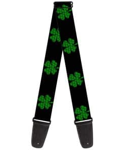 Correa de Guitarra St Pats Black Clovers de 2 Pulgadas de