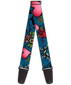 Correa de Guitarra Mamá Papá Acercamiento Pájaros Azules 2