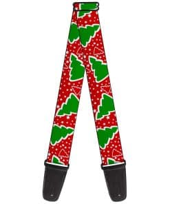 Correa de guitarra Buckle-Down Christmas Trees Stars Rojo